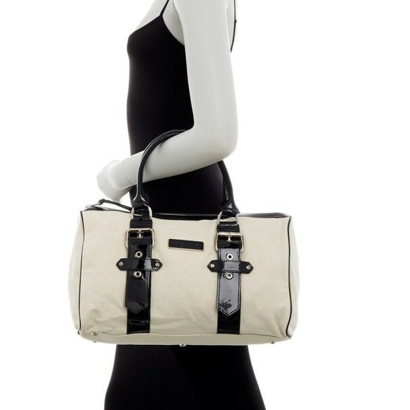 Longchamp Handbags - LONGCHAMP Twill & Leather Medium Duffle Tote